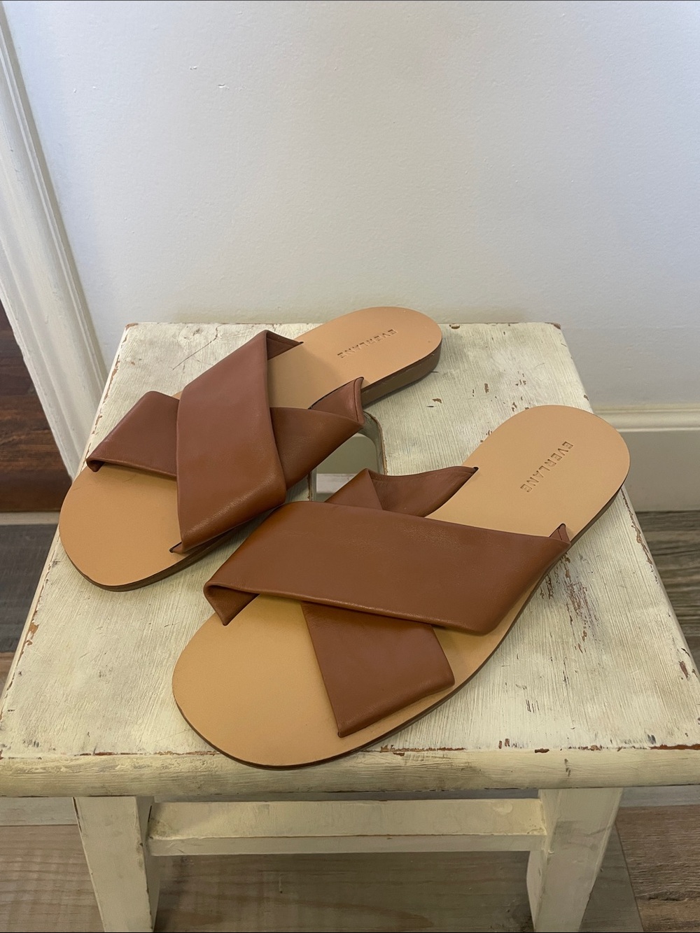 EVERLANE The Day Crossover Sandal in Sienna Brown
